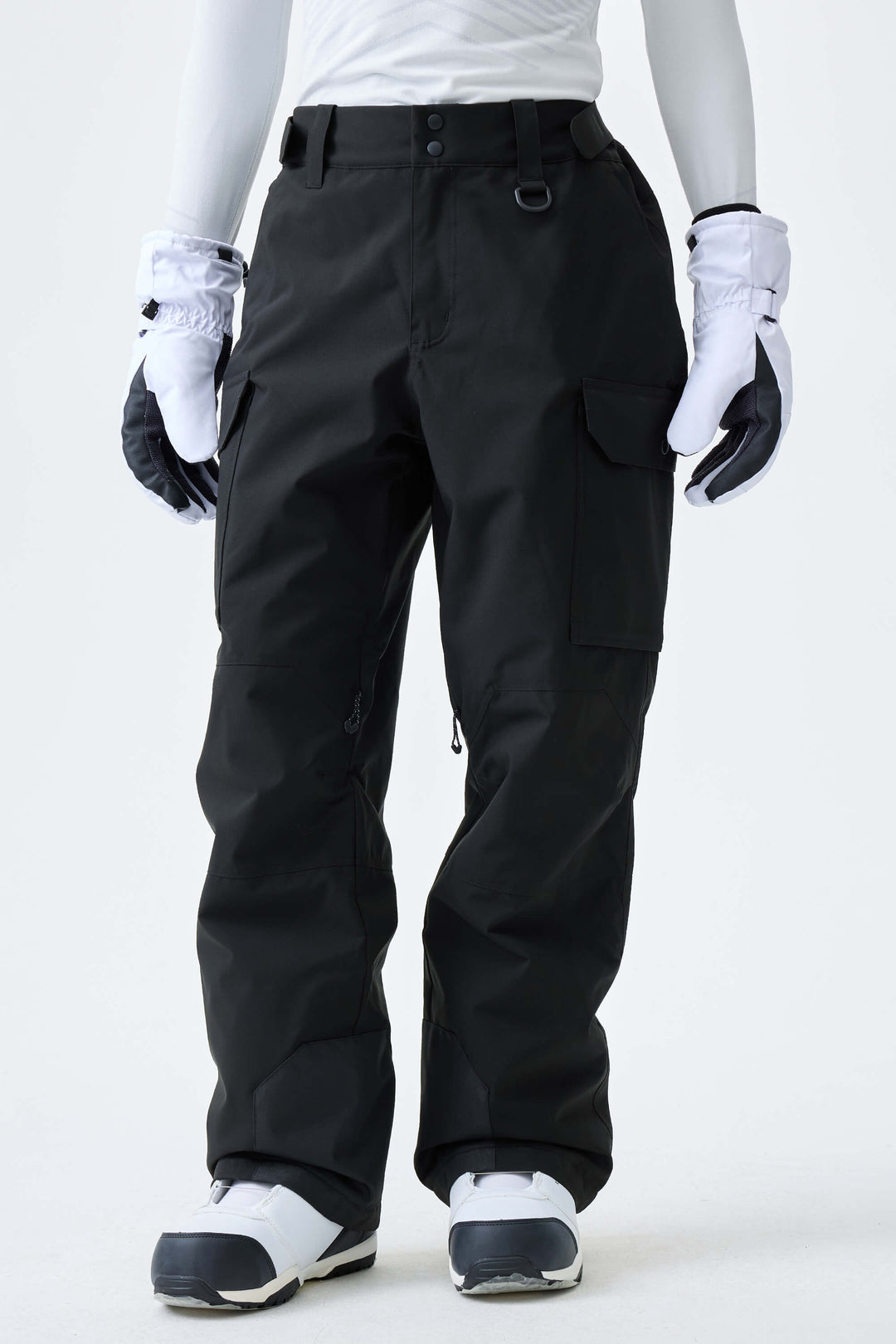 Men's Black High-Back Cargo Snow Pants