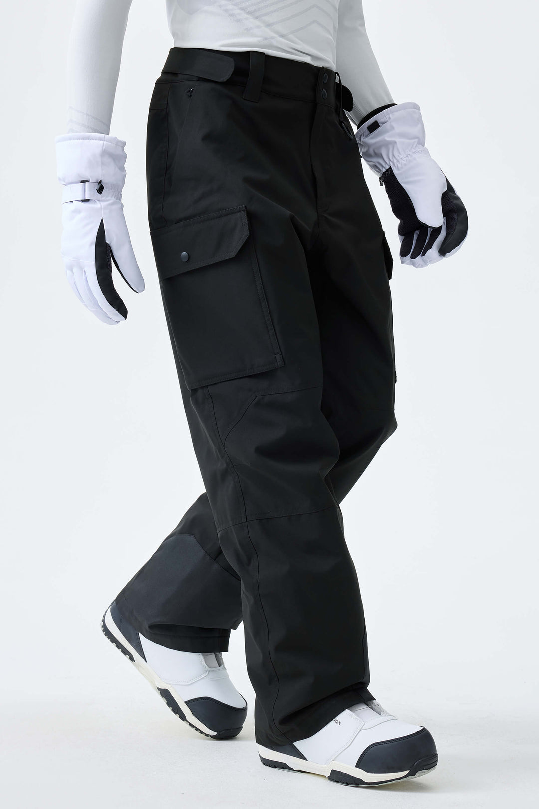 Men's Black High-Back Cargo Snow Pants
