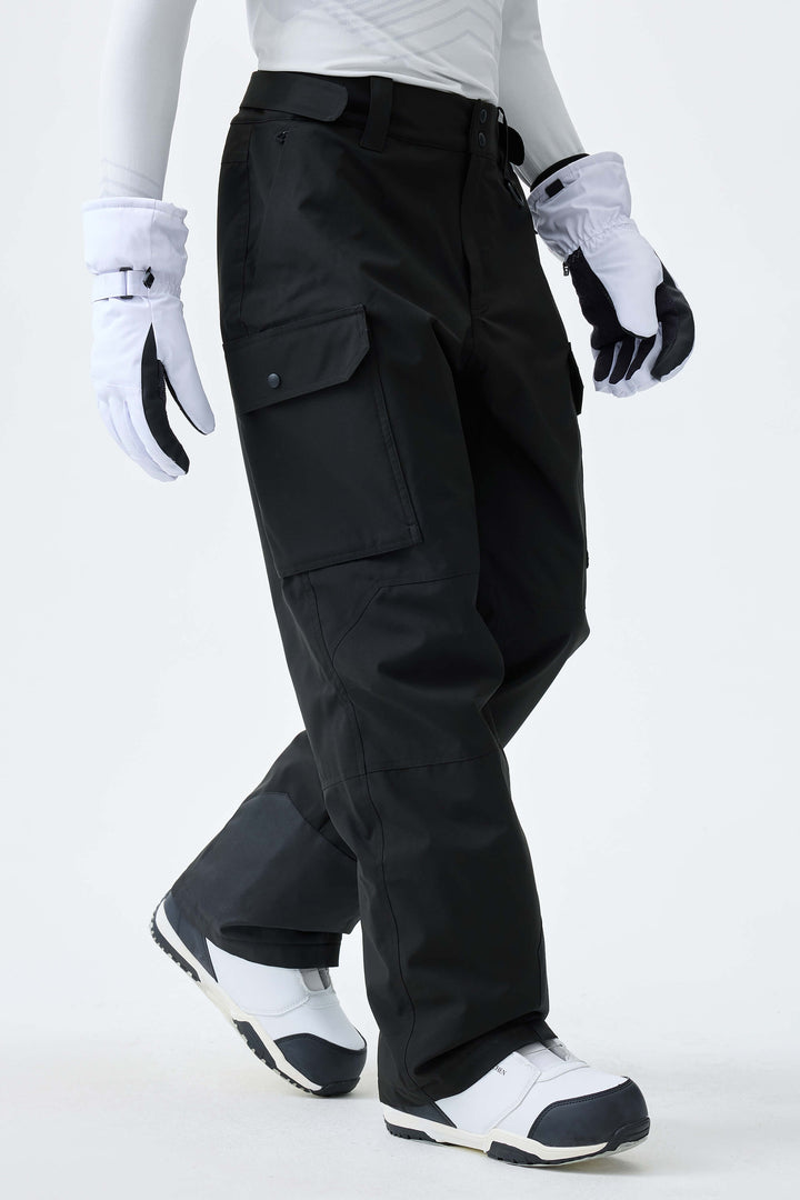 Men's Black High-Back Cargo Snow Pants