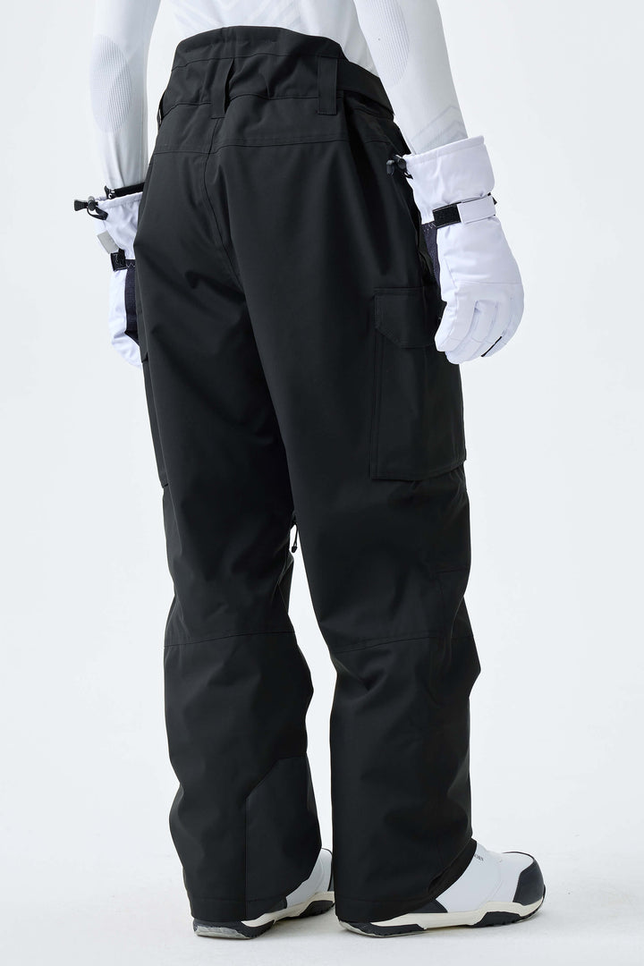 Men's Black High-Back Cargo Snow Pants