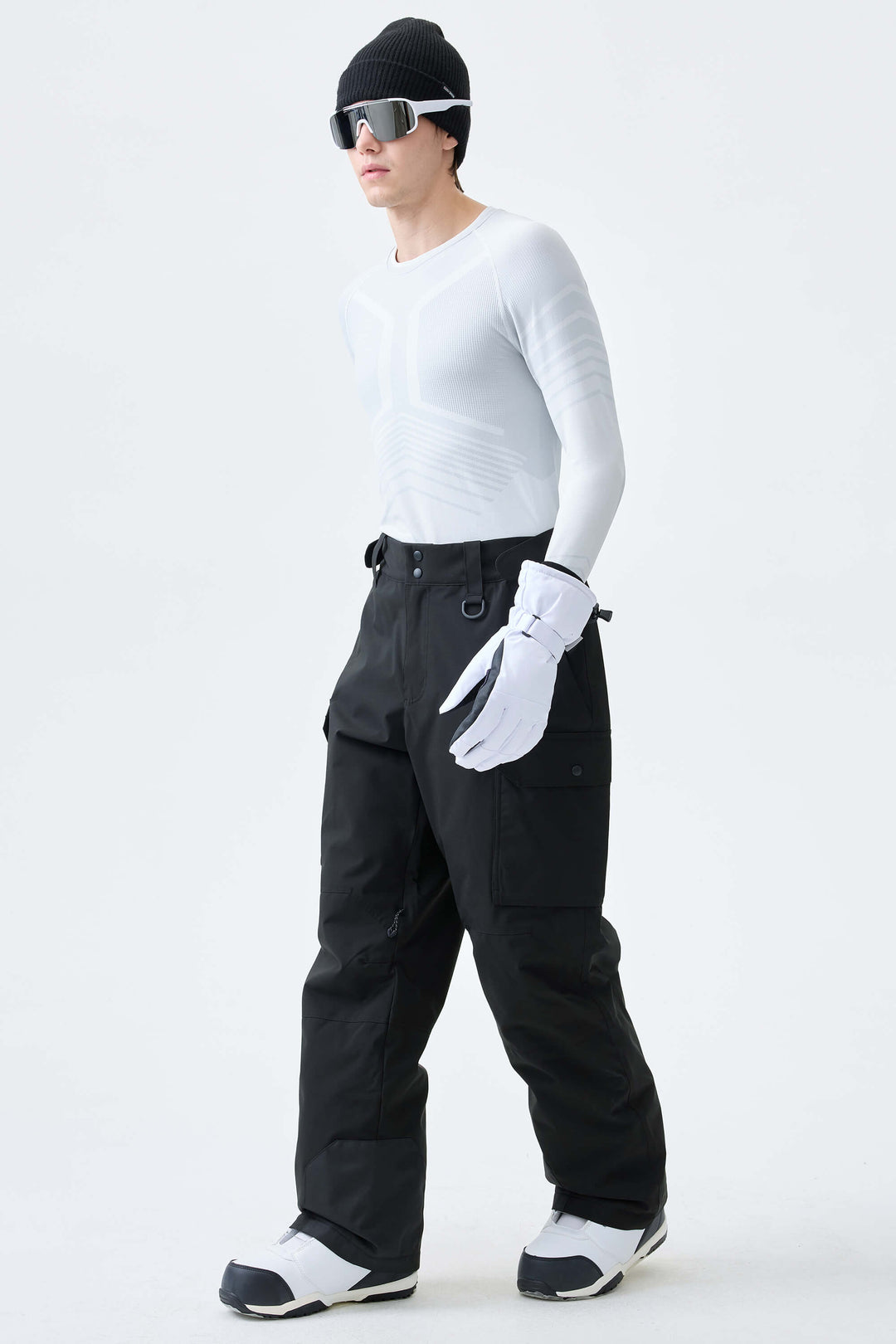Men's Black High-Back Cargo Snow Pants