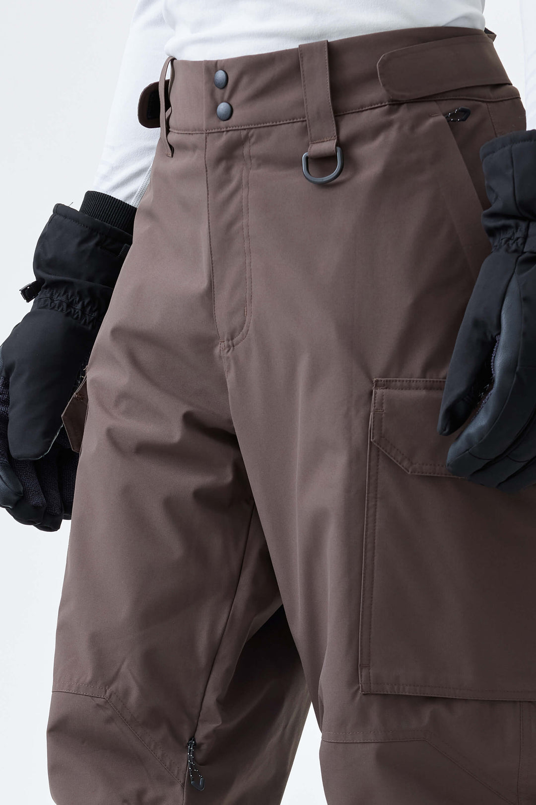 Men's Dark Brown High-Back Cargo Snow Pants