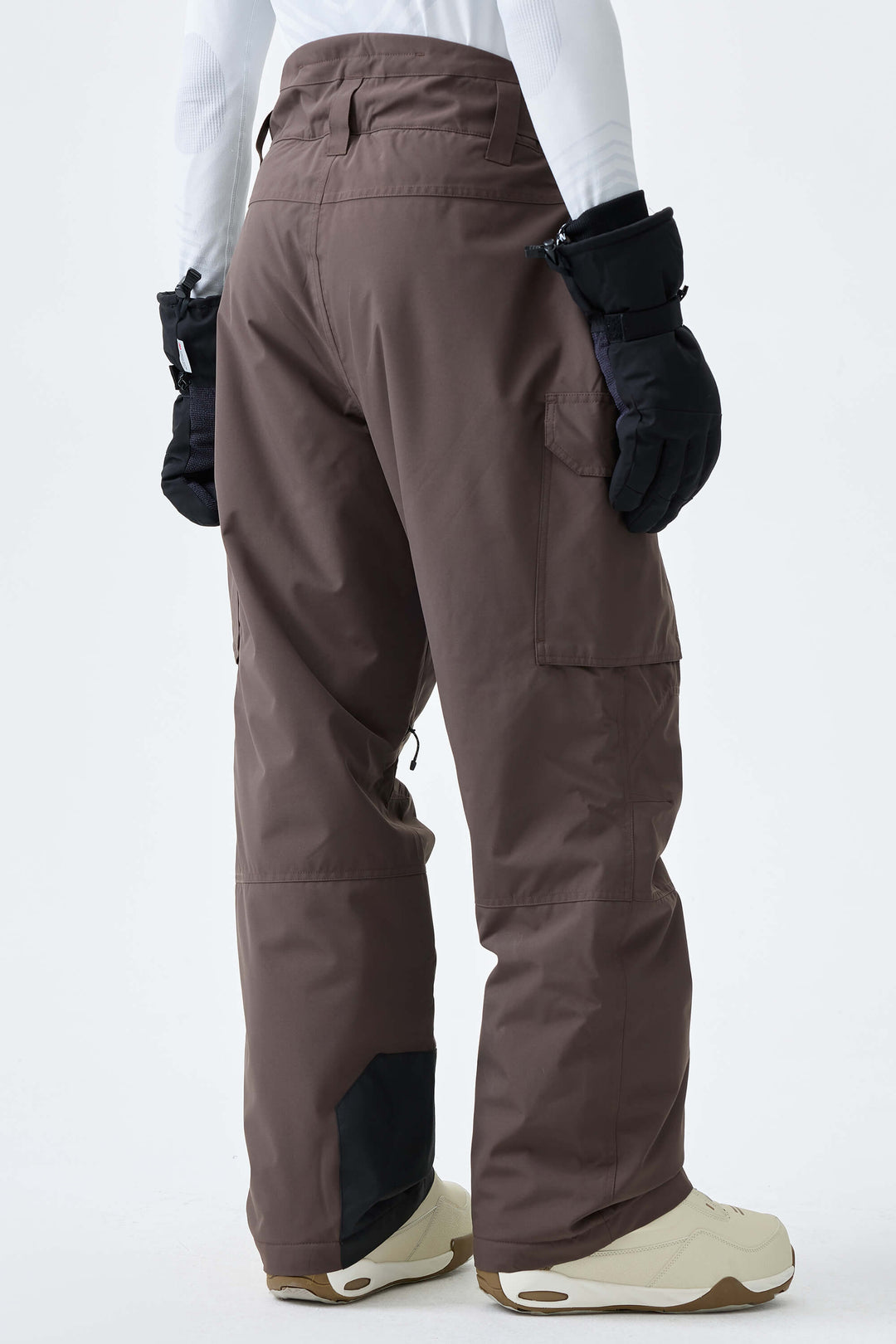 Men's Dark Brown High-Back Cargo Snow Pants
