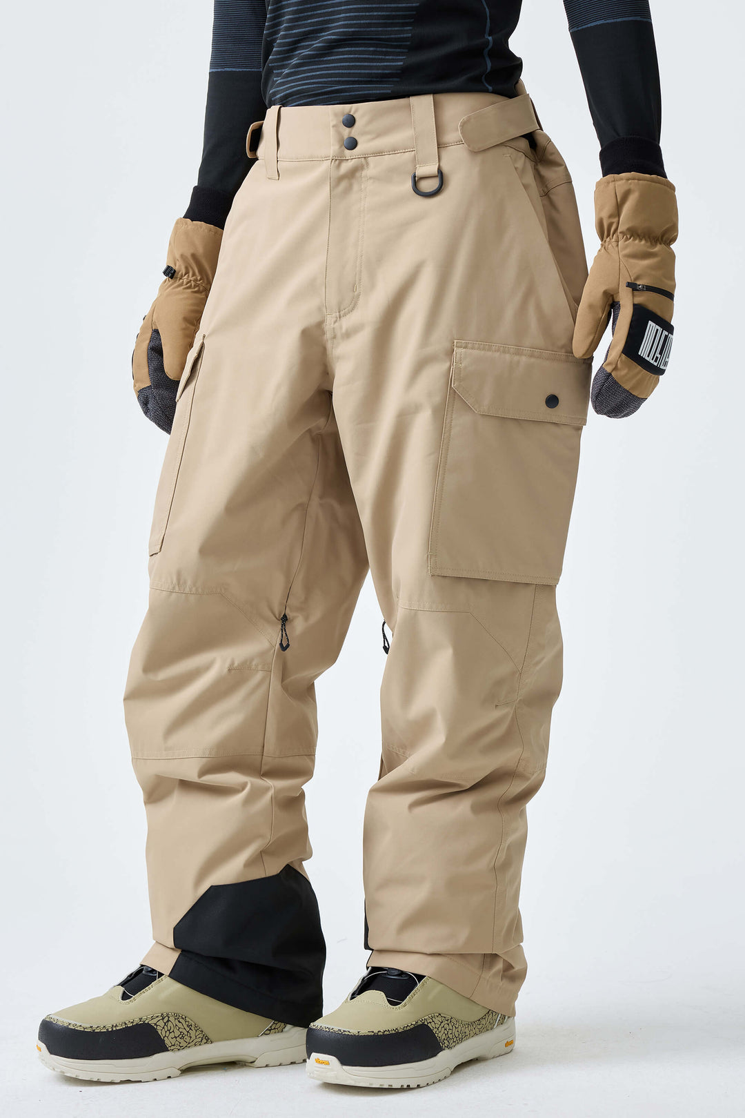 Men's Black High-Back Cargo Snow Pants