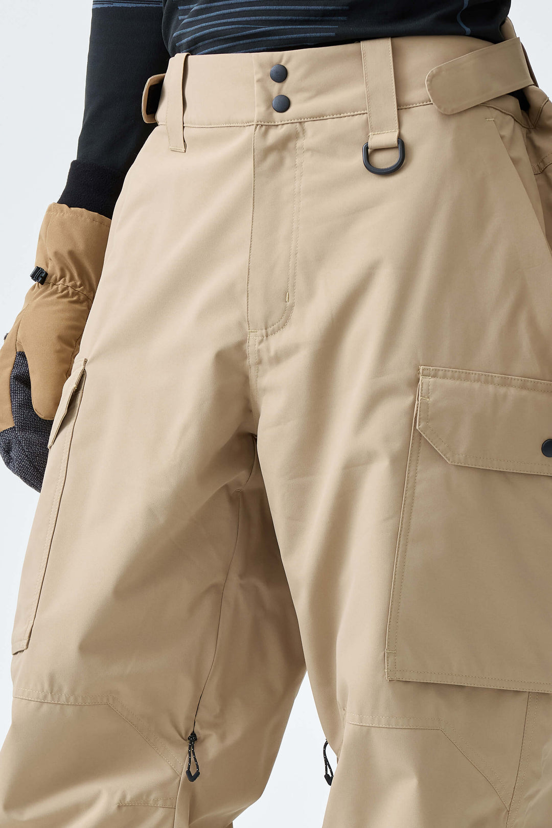 Men's Khaki High-Back Cargo Snow Pants