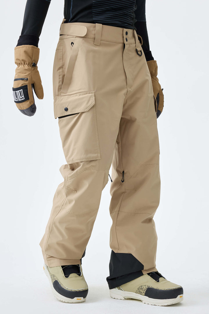 Men's Black High-Back Cargo Snow Pants