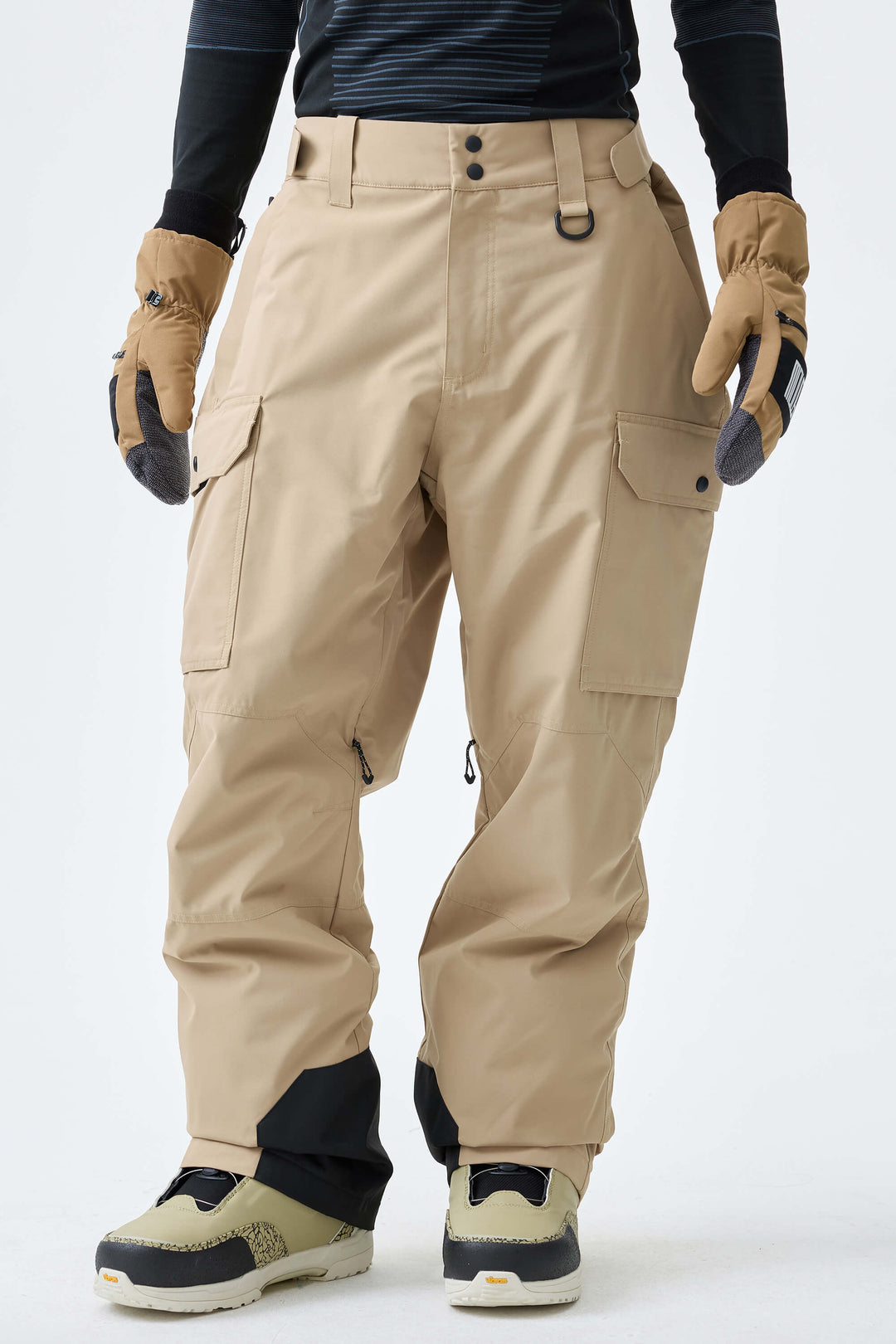 Men's Khaki High-Back Cargo Snow Pants