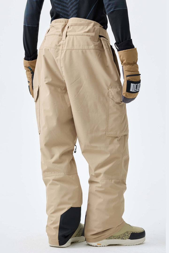 Men's Khaki High-Back Cargo Snow Pants