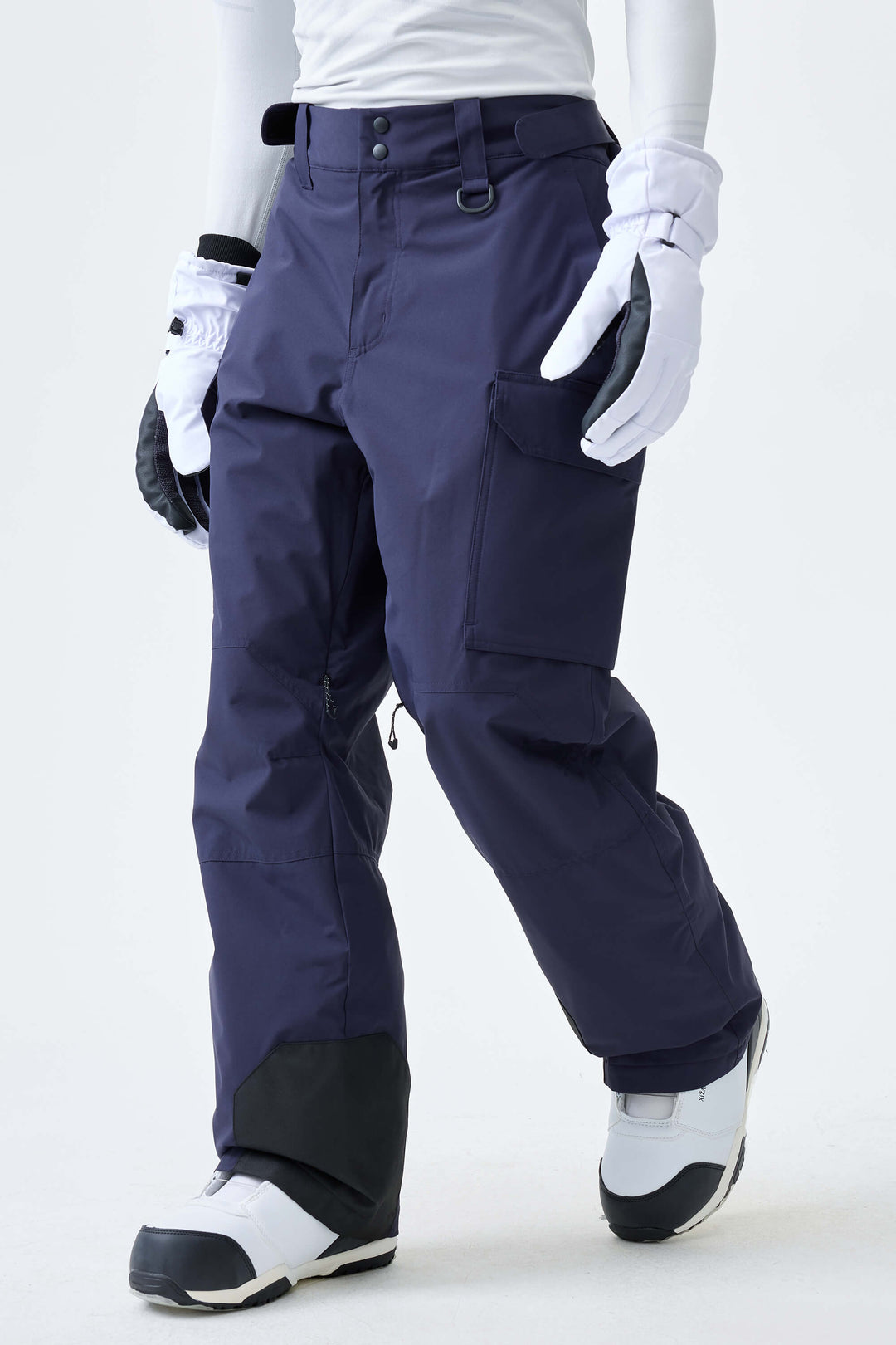 Men's Black High-Back Cargo Snow Pants