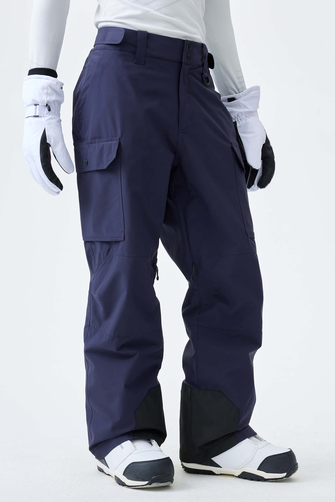 Men's Black High-Back Cargo Snow Pants