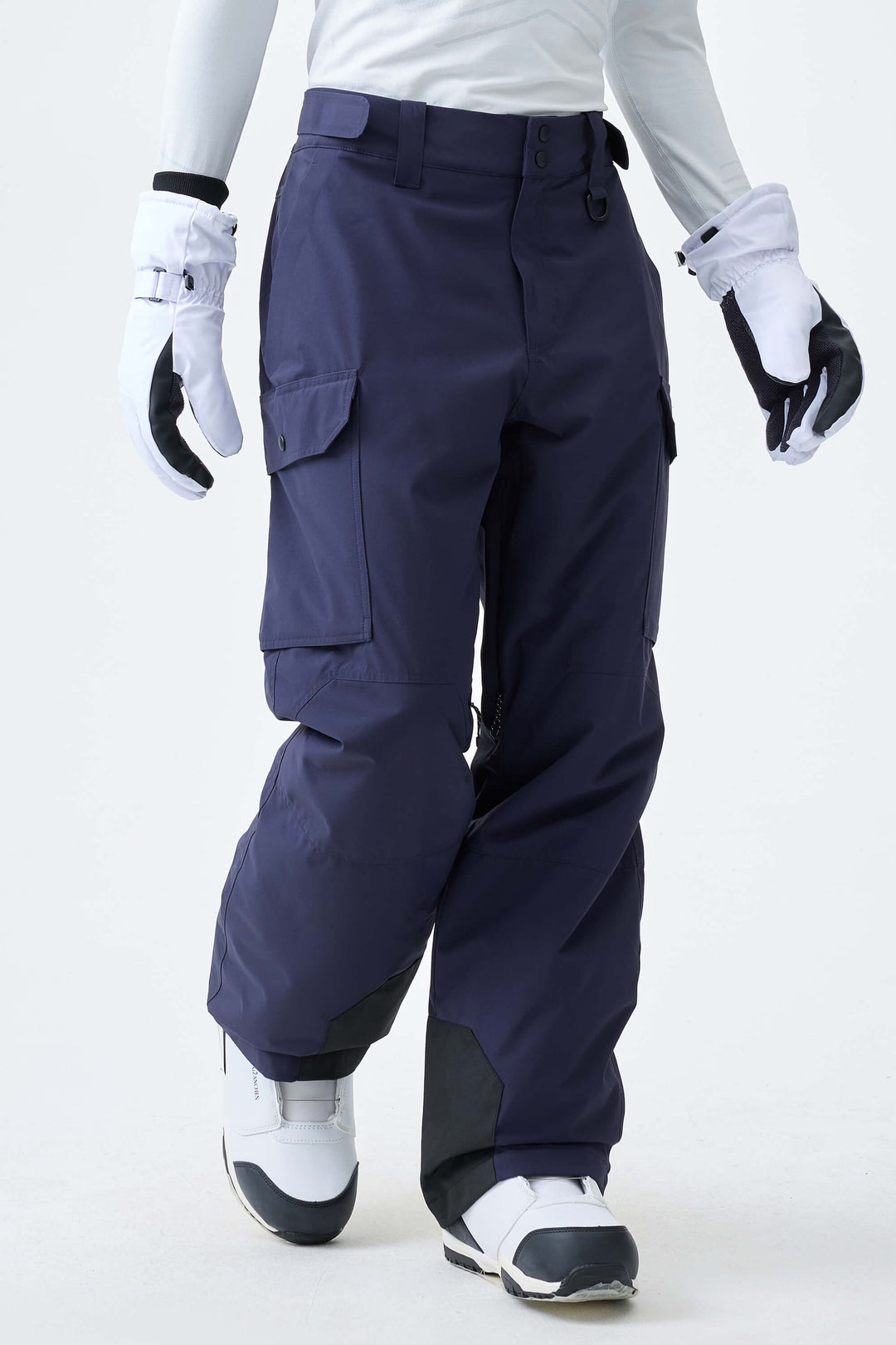 Men's Navy Blue High-Back Cargo Snow Pants