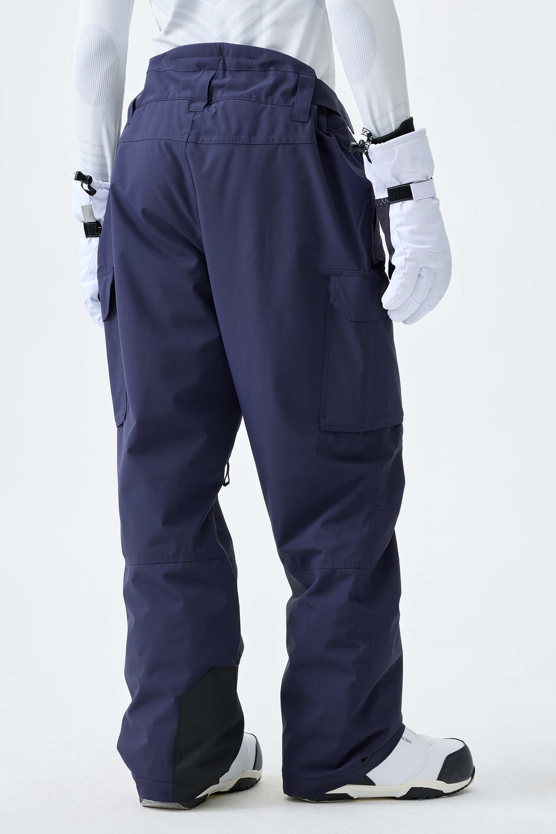 Men's Navy Blue High-Back Cargo Snow Pants