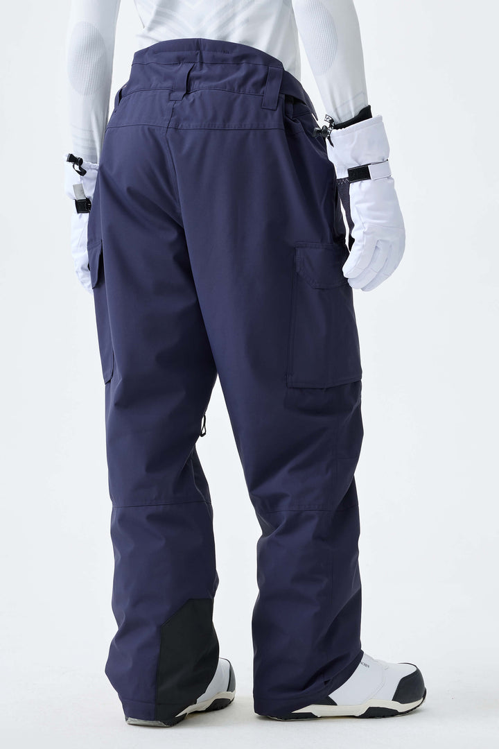 Men's Navy Blue High-Back Cargo Snow Pants