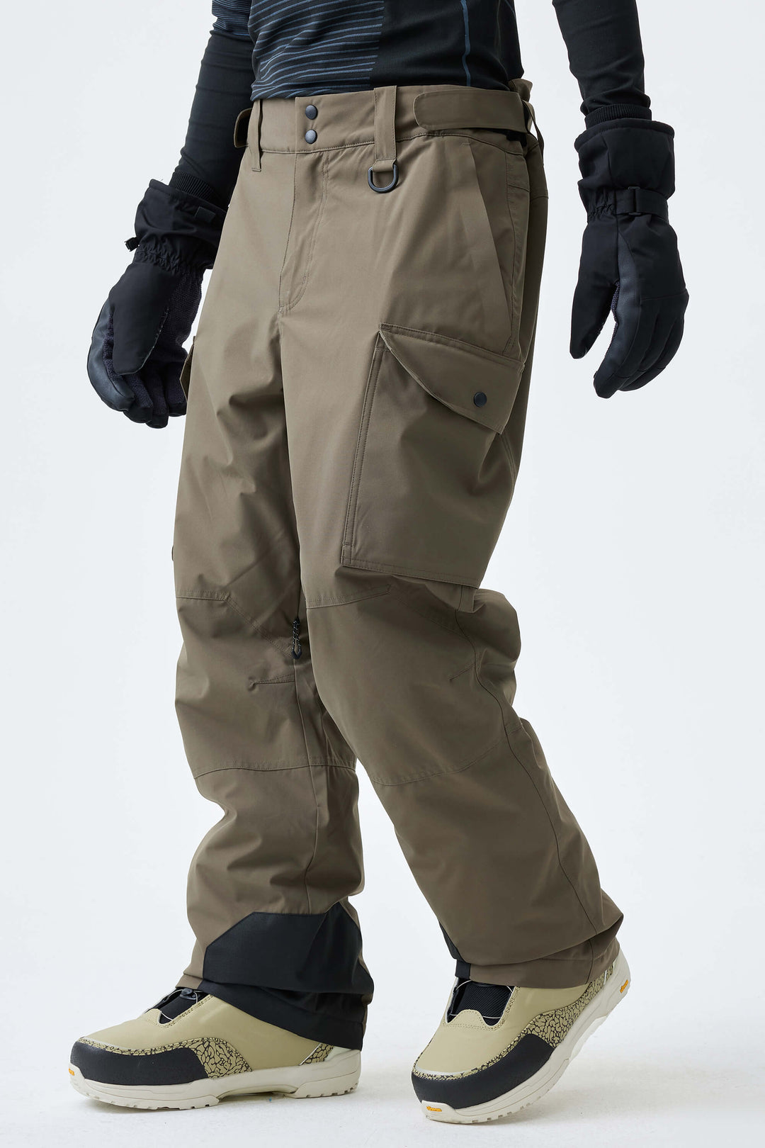 Men's Black High-Back Cargo Snow Pants