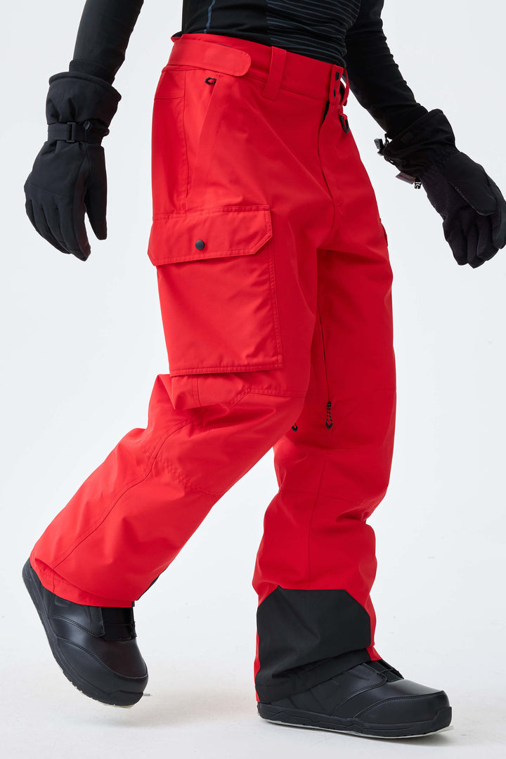 Men's Red High-Back Cargo Snow Pants