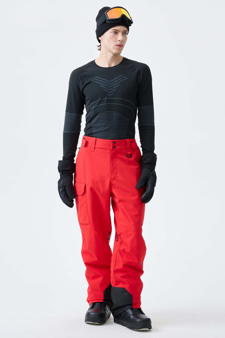 Men's Red High-Back Cargo Snow Pants