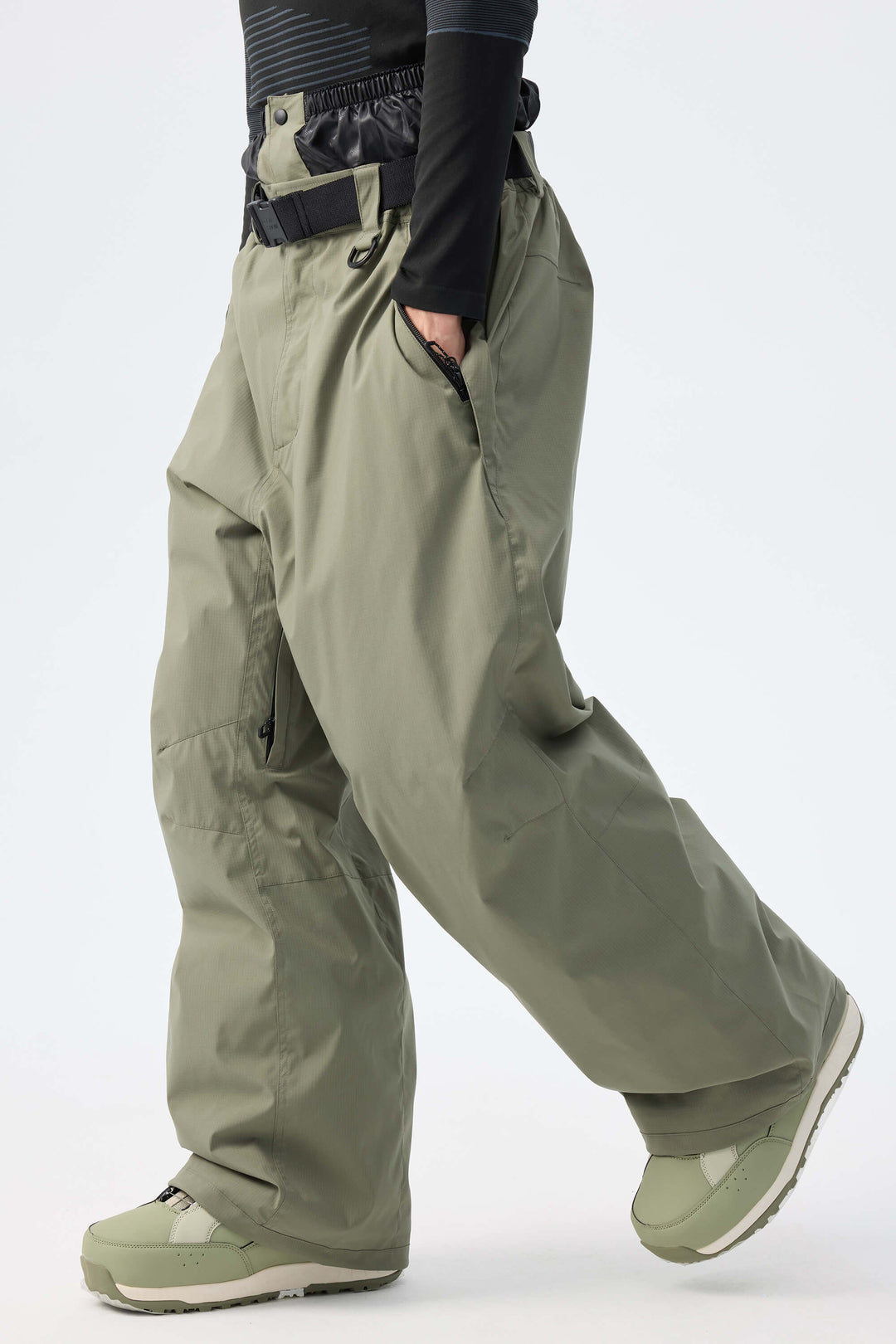Men's Army Green Recycled Minimalist Insulated Snow Pants