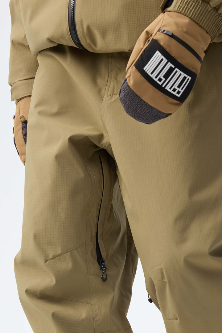 Men's Khaki Recycled Minimalist Insulated Snow Pants