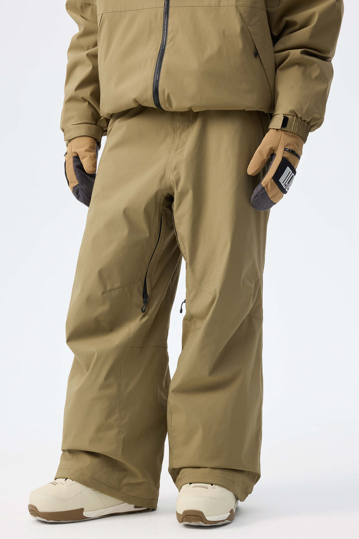 Men's Khaki Recycled Minimalist Insulated Snow Pants