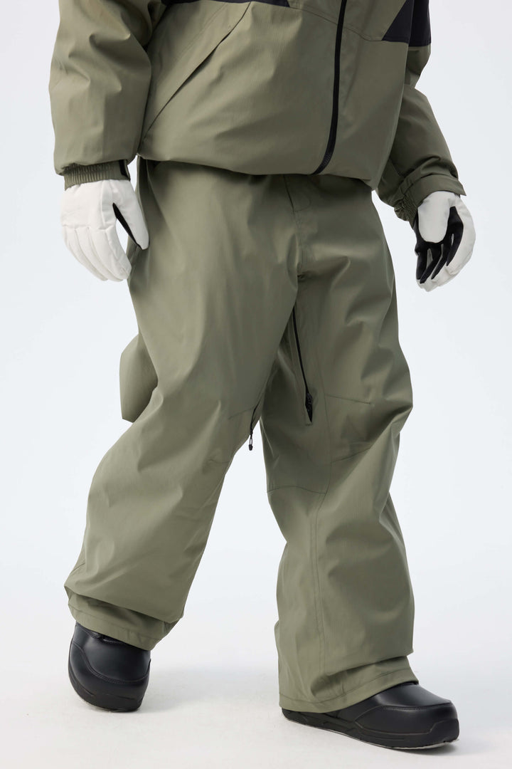Men's Ice Blue Utility Belted Baggy Insulated Snow Pants