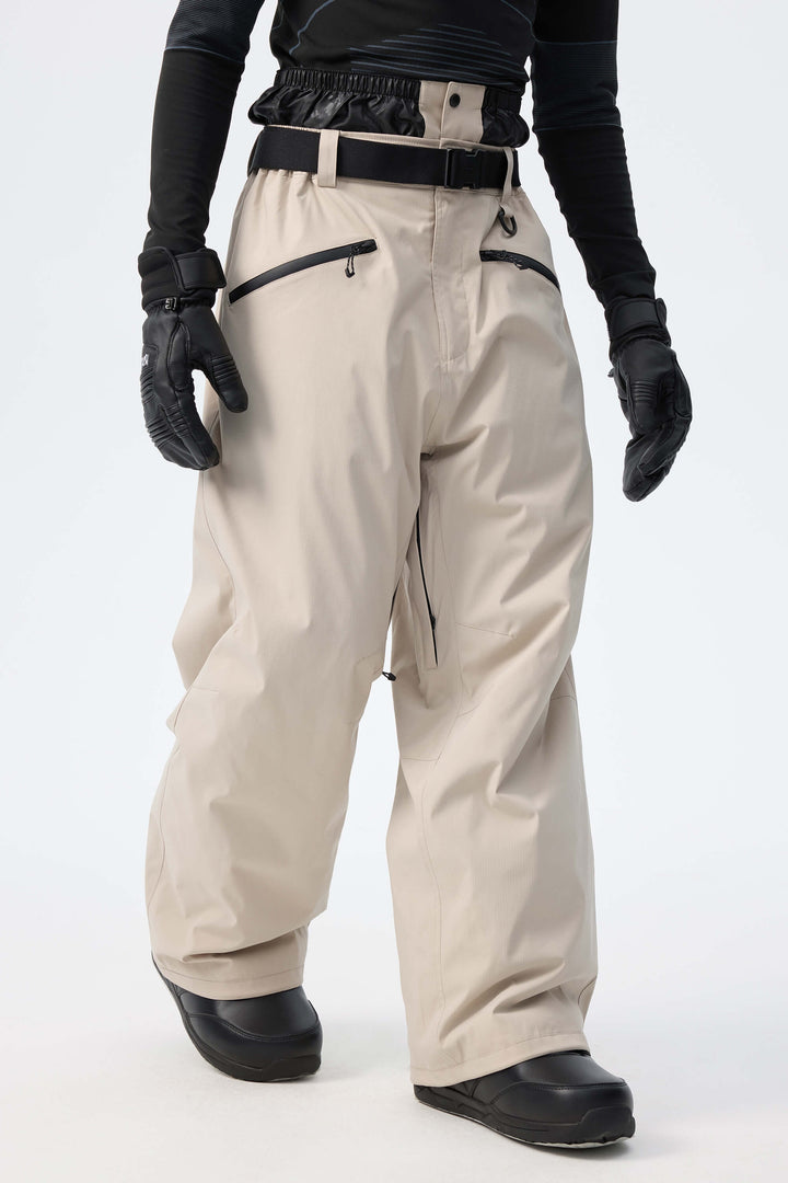 Men's Ice Blue Utility Belted Baggy Insulated Snow Pants