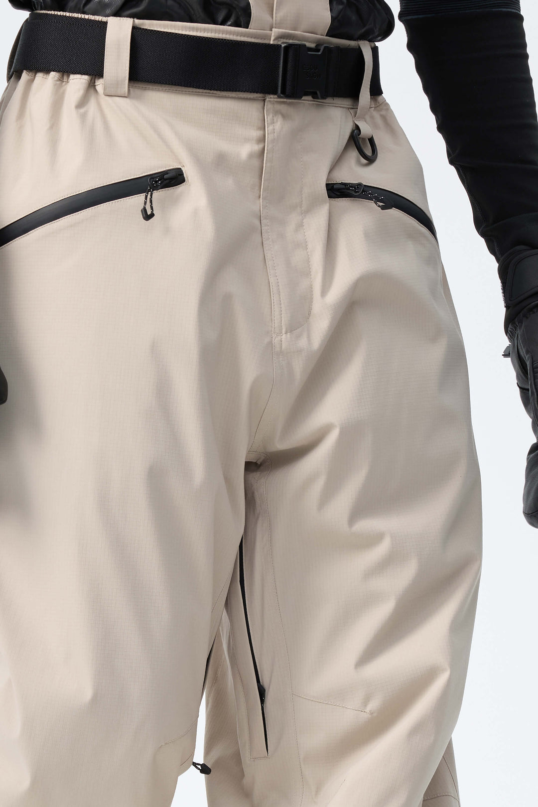 Men's Oat Milk Utility Belted Baggy Insulated Snow Pants