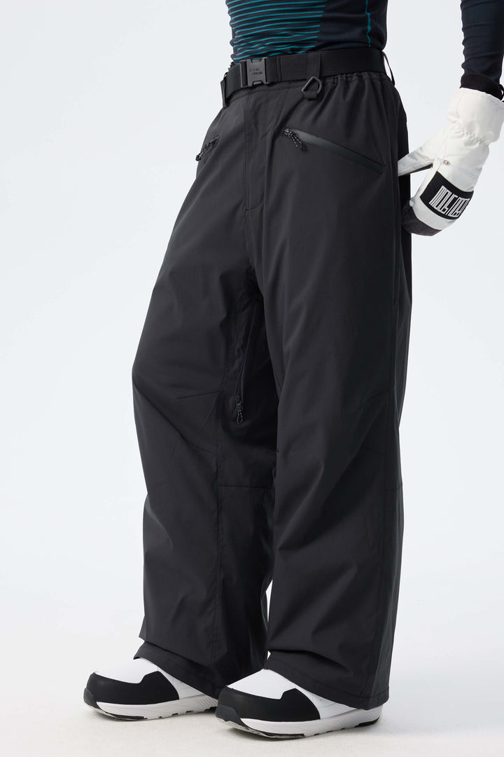 Men's Ice Blue Utility Belted Baggy Insulated Snow Pants