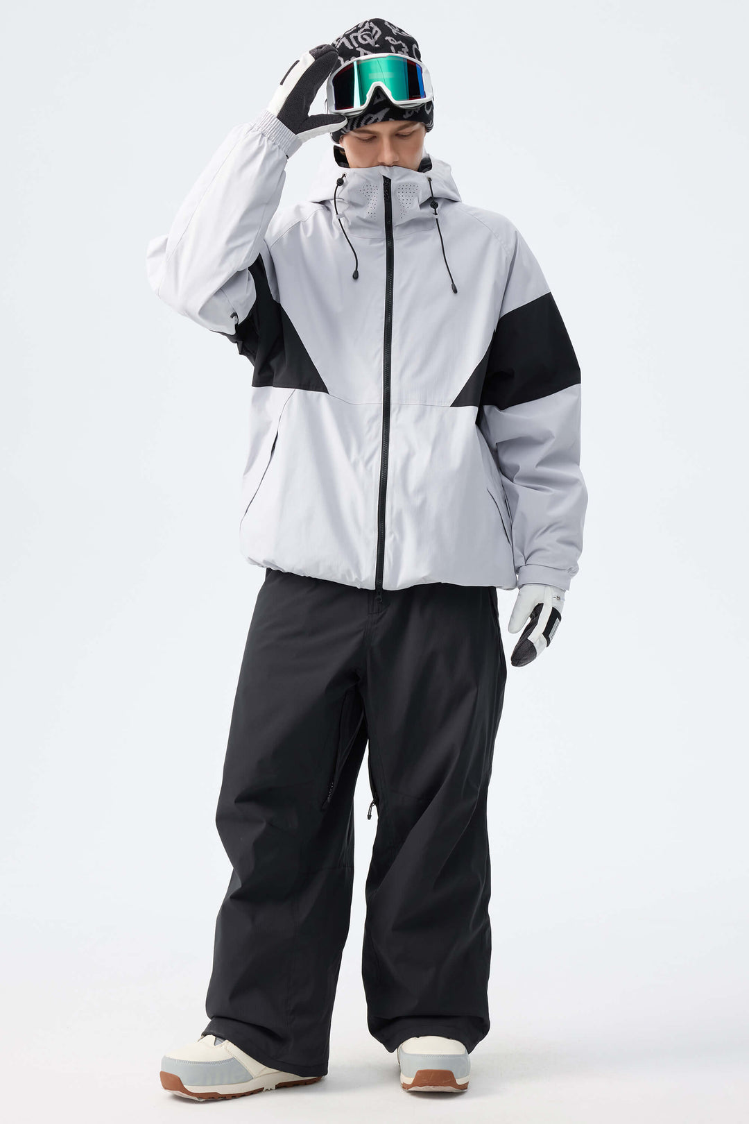Men's Black Utility Belted Baggy Insulated Snow Pants