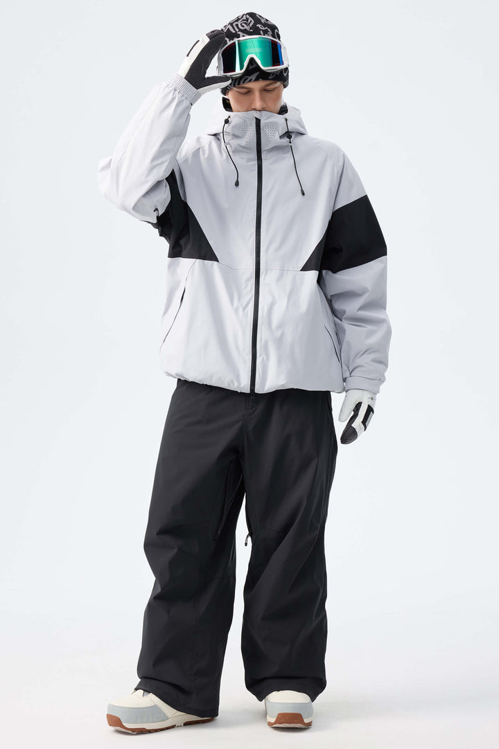 Men's Black Utility Belted Baggy Insulated Snow Pants