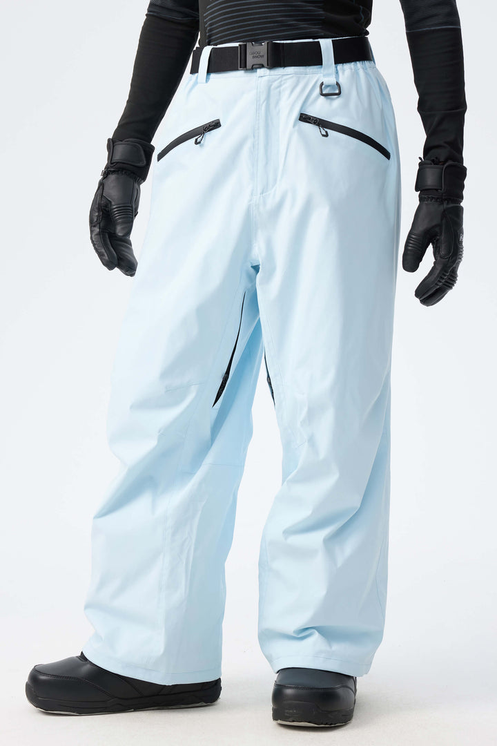 Men's Ice Blue Utility Belted Baggy Insulated Snow Pants