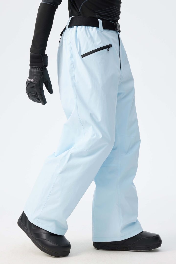 Men's Ice Blue Utility Belted Baggy Insulated Snow Pants