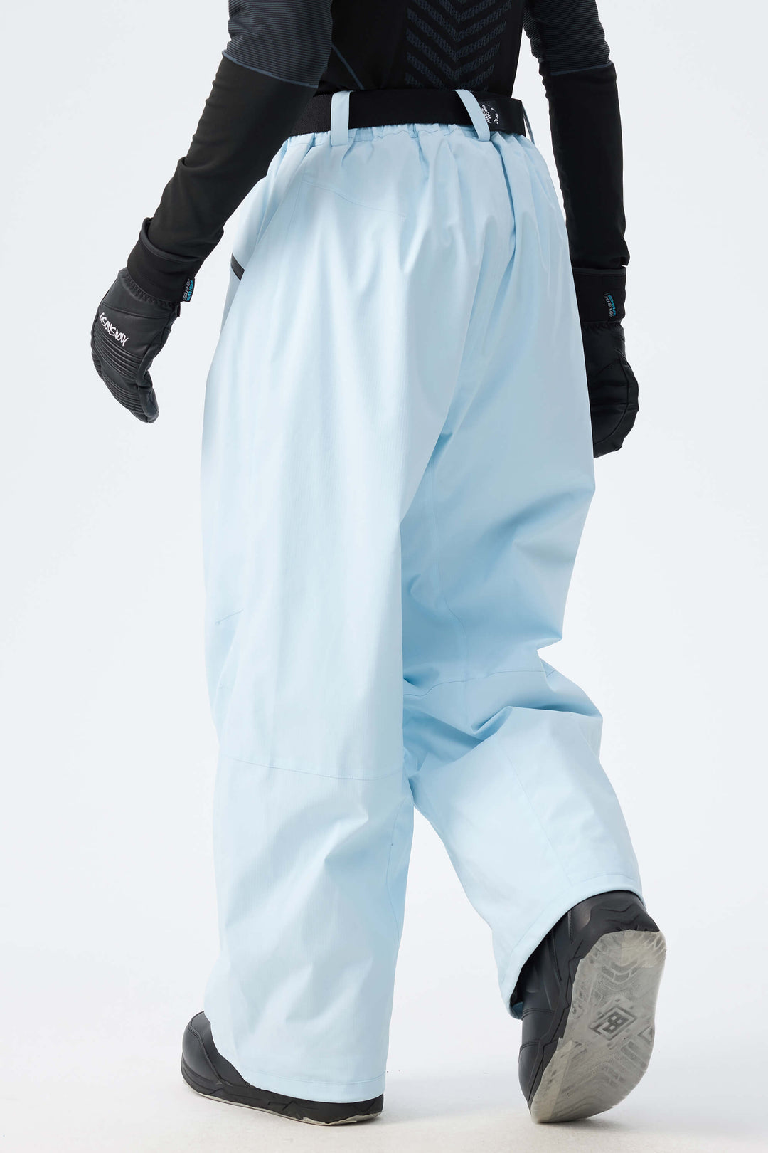 Men's Ice Blue Utility Belted Baggy Insulated Snow Pants