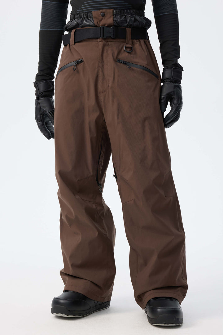 Men's Ice Blue Utility Belted Baggy Insulated Snow Pants