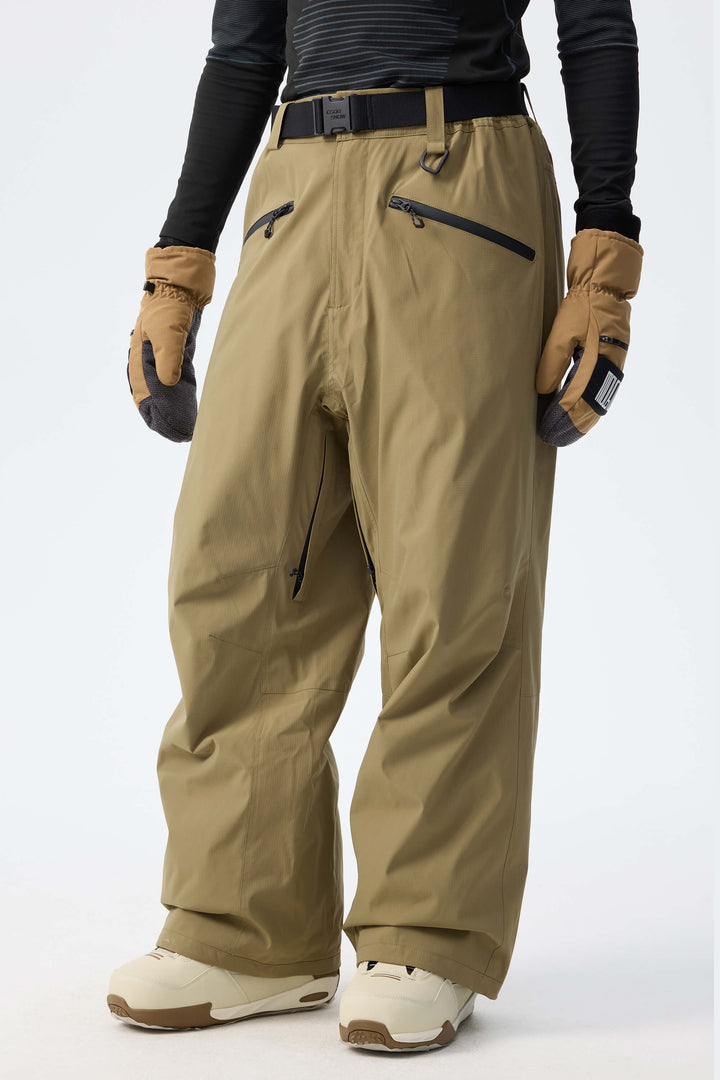 Men's Ice Blue Utility Belted Baggy Insulated Snow Pants