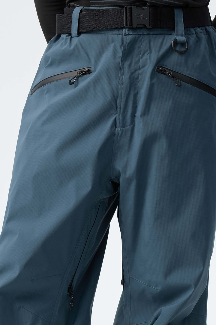 Men's Navy Blue Utility Belted Baggy Insulated Snow Pants