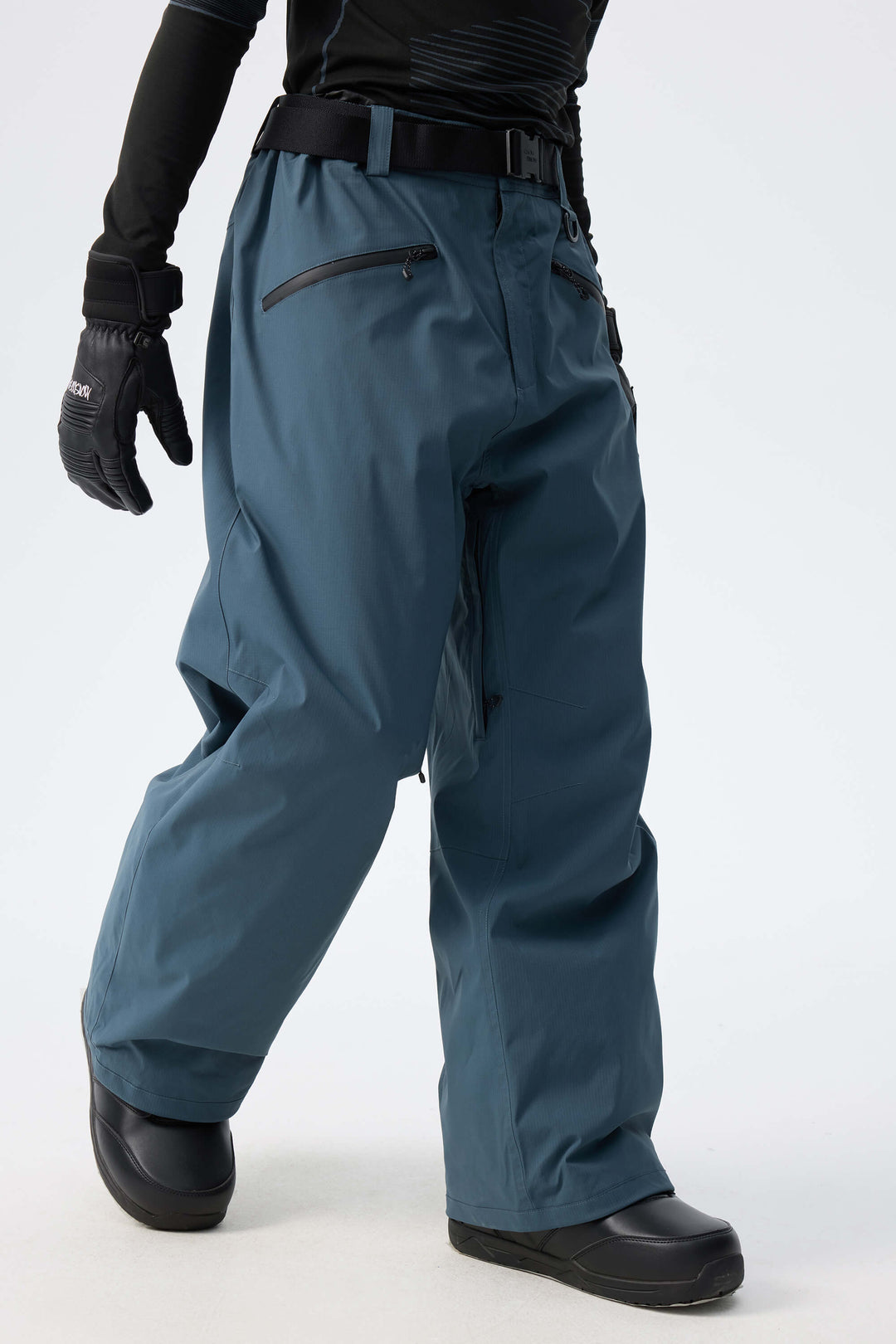 Men's Navy Blue Utility Belted Baggy Insulated Snow Pants