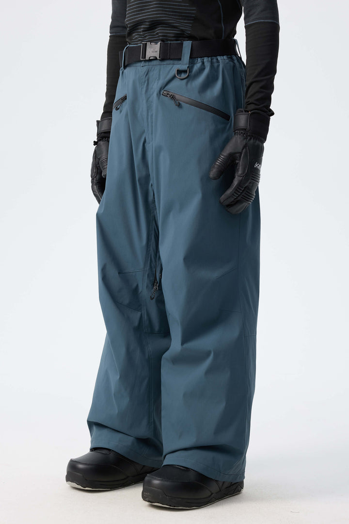 Men's Navy Blue Utility Belted Baggy Insulated Snow Pants