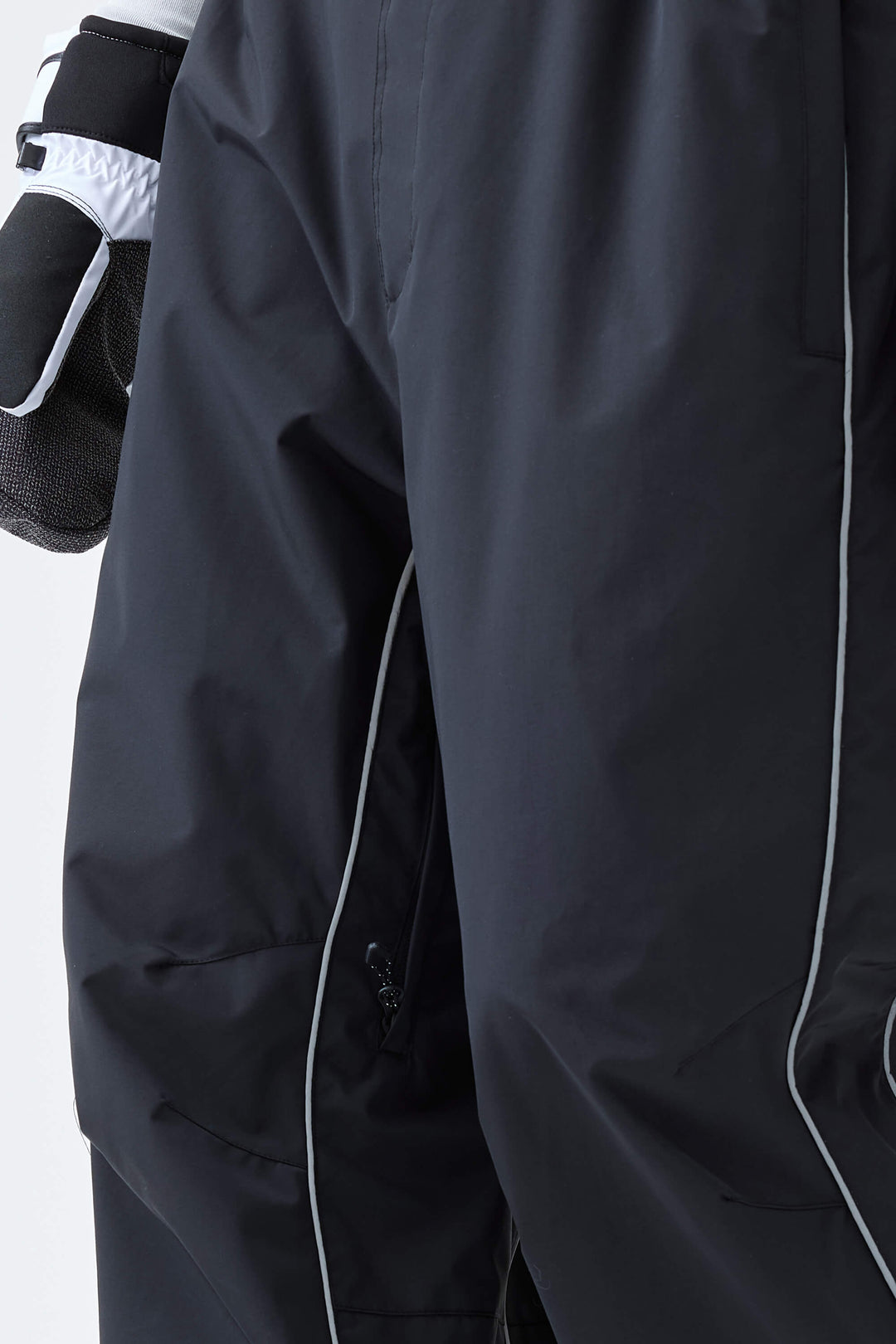 Men's Black Reflective Side-Piping Baggy Snow Pants