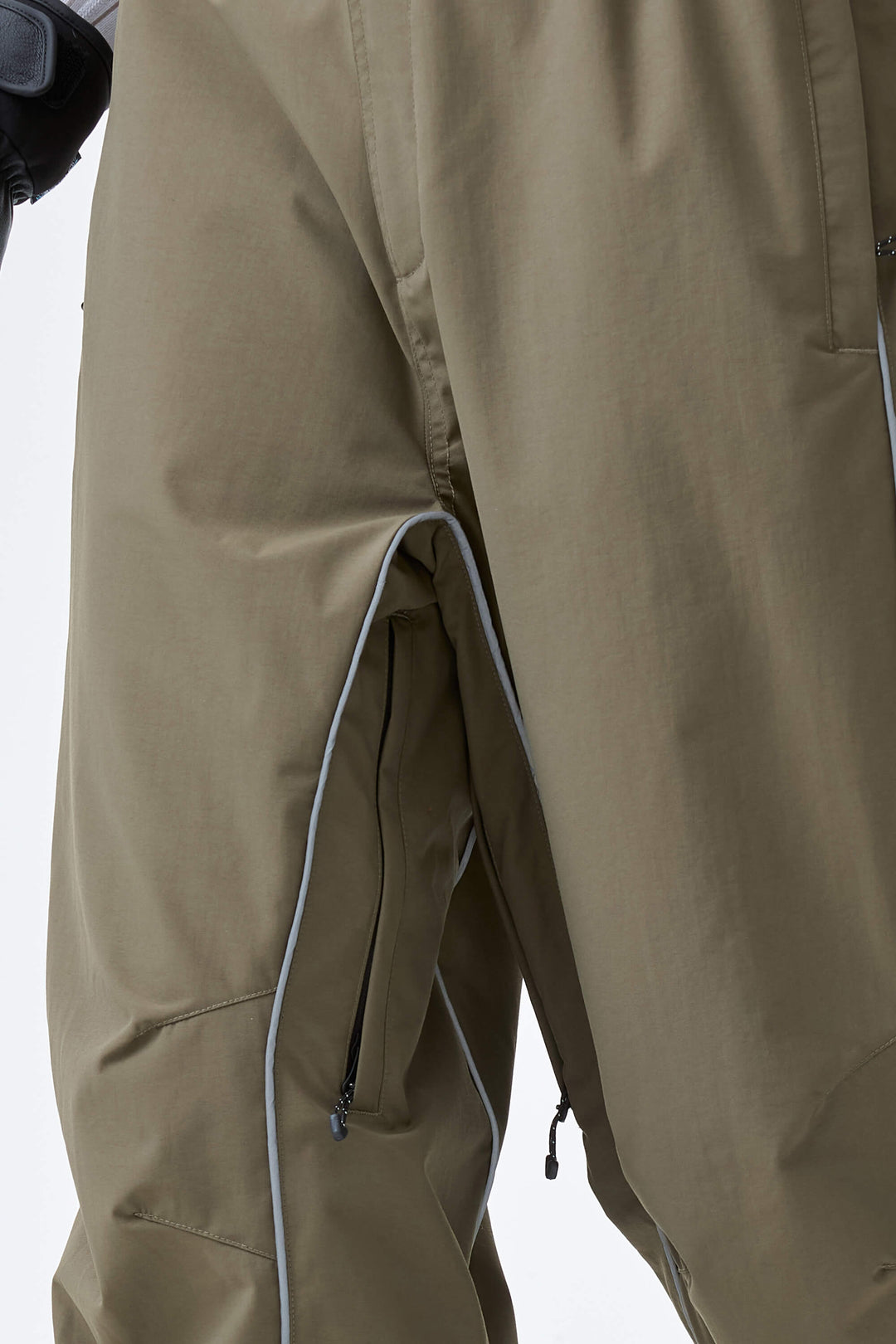 Women's Olive Drab Reflective Side-Piping Baggy Snow Pants