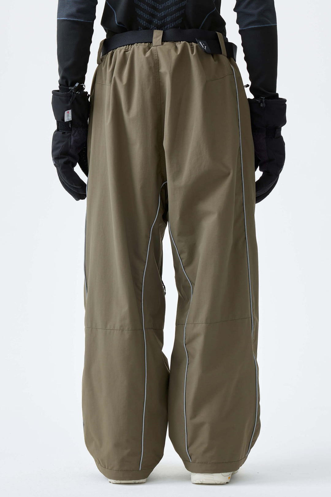 Men's Olive Drab Reflective Side-Piping Baggy Snow Pants