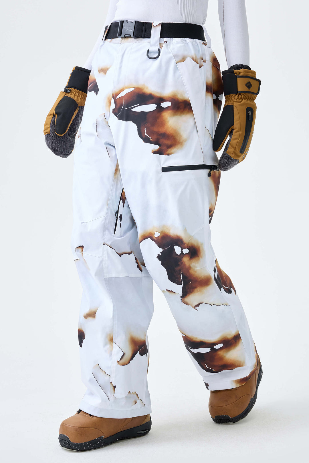 Women's Brown Eco Utility Baggy Snow Pants