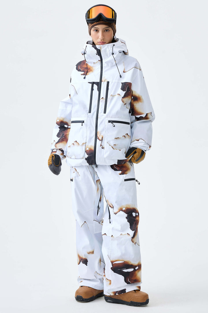 Women's Brown Eco Utility Baggy Snow Pants