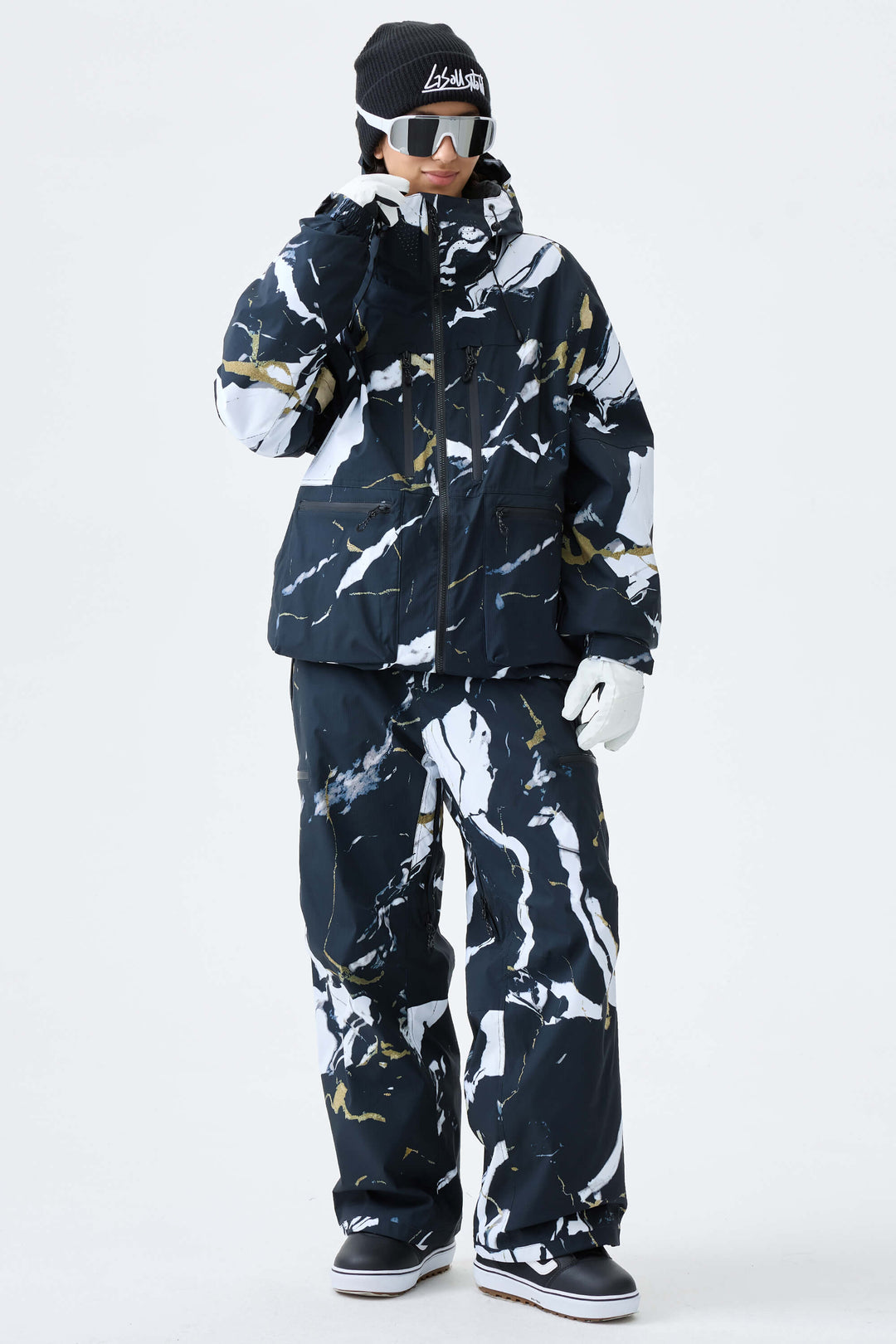 Women's Brown Eco Utility Baggy Snow Pants