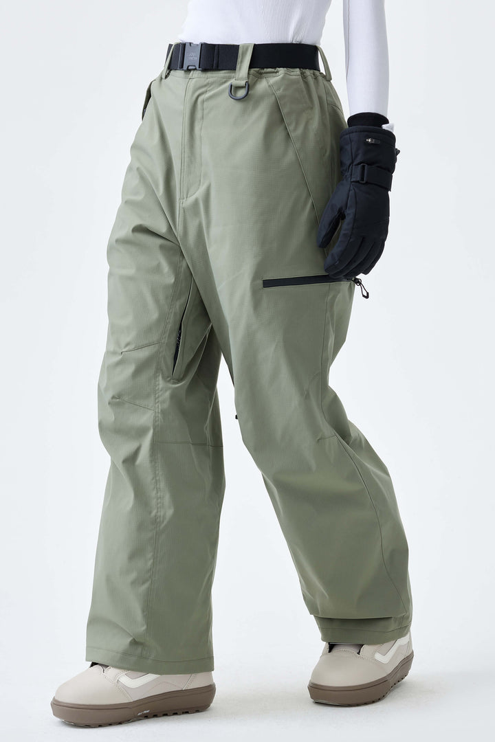 Women's Black Marble Eco Utility Baggy Snow Pants