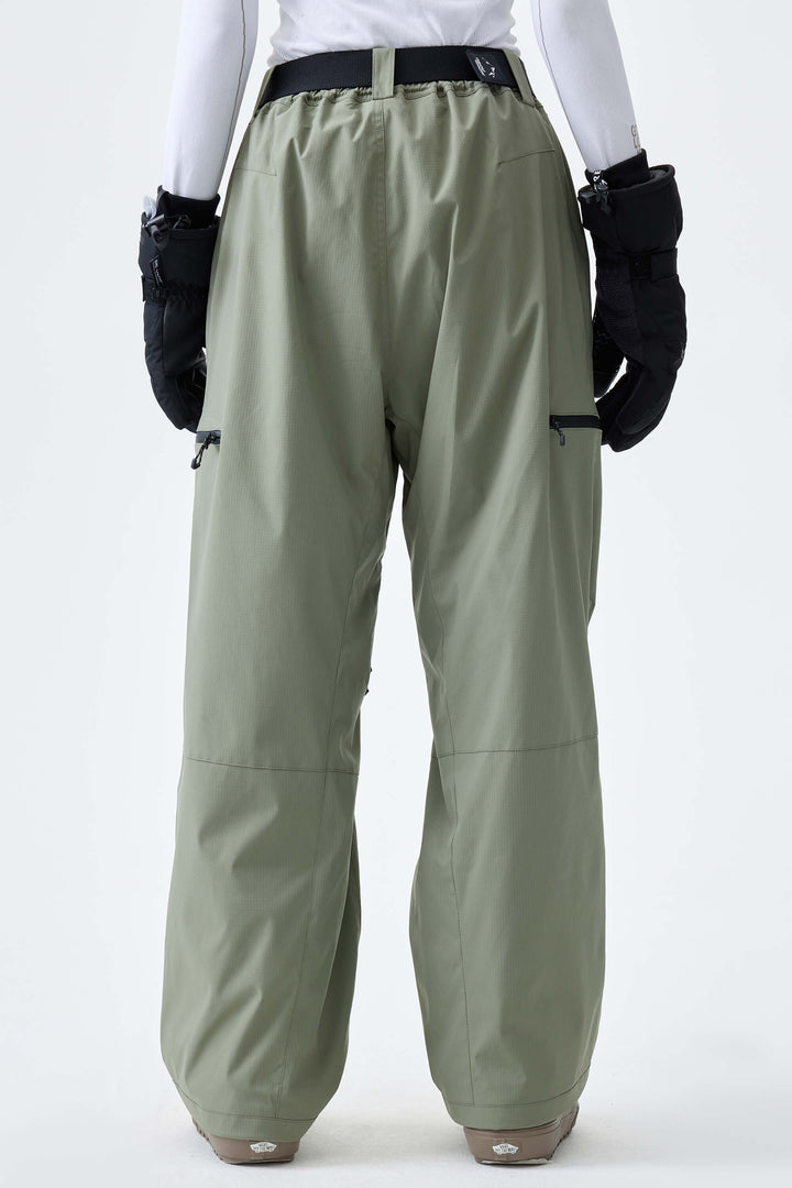 Women's Sage Green Eco Utility Baggy Snow Pants