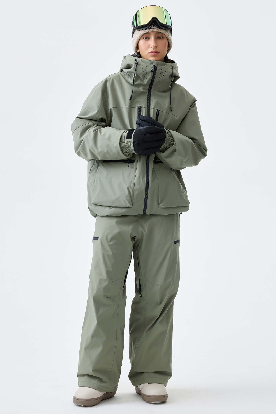 Women's Brown Eco Utility Baggy Snow Pants