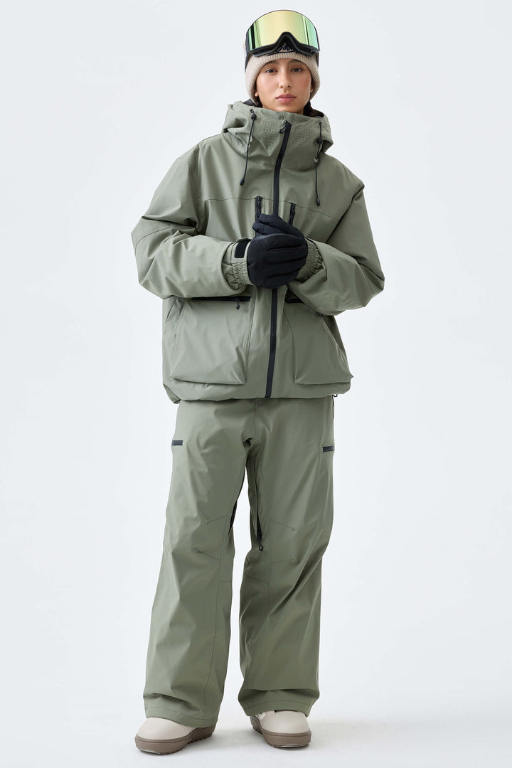 Women's Brown Eco Utility Baggy Snow Pants