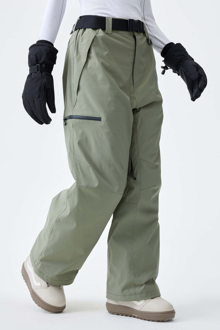 Women's Brown Eco Utility Baggy Snow Pants