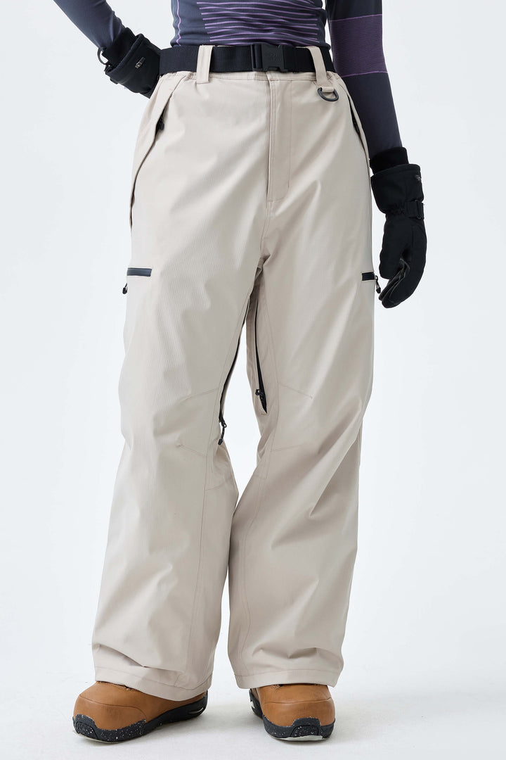 Women's Brown Eco Utility Baggy Snow Pants