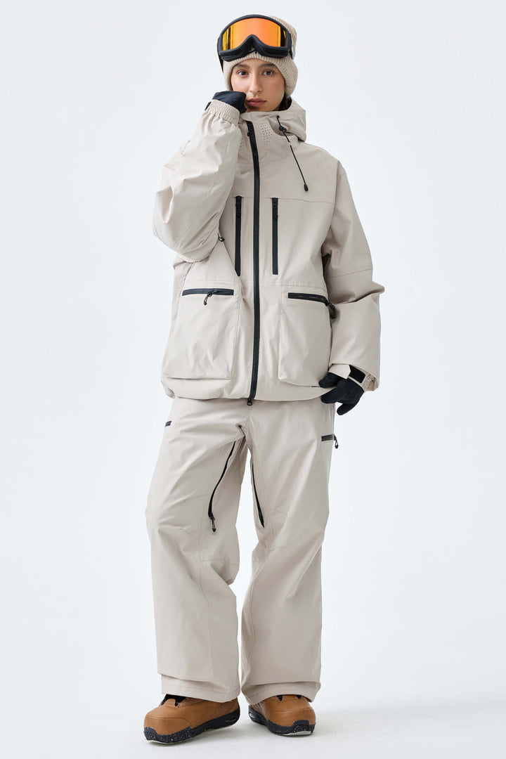 Women's Brown Eco Utility Baggy Snow Pants